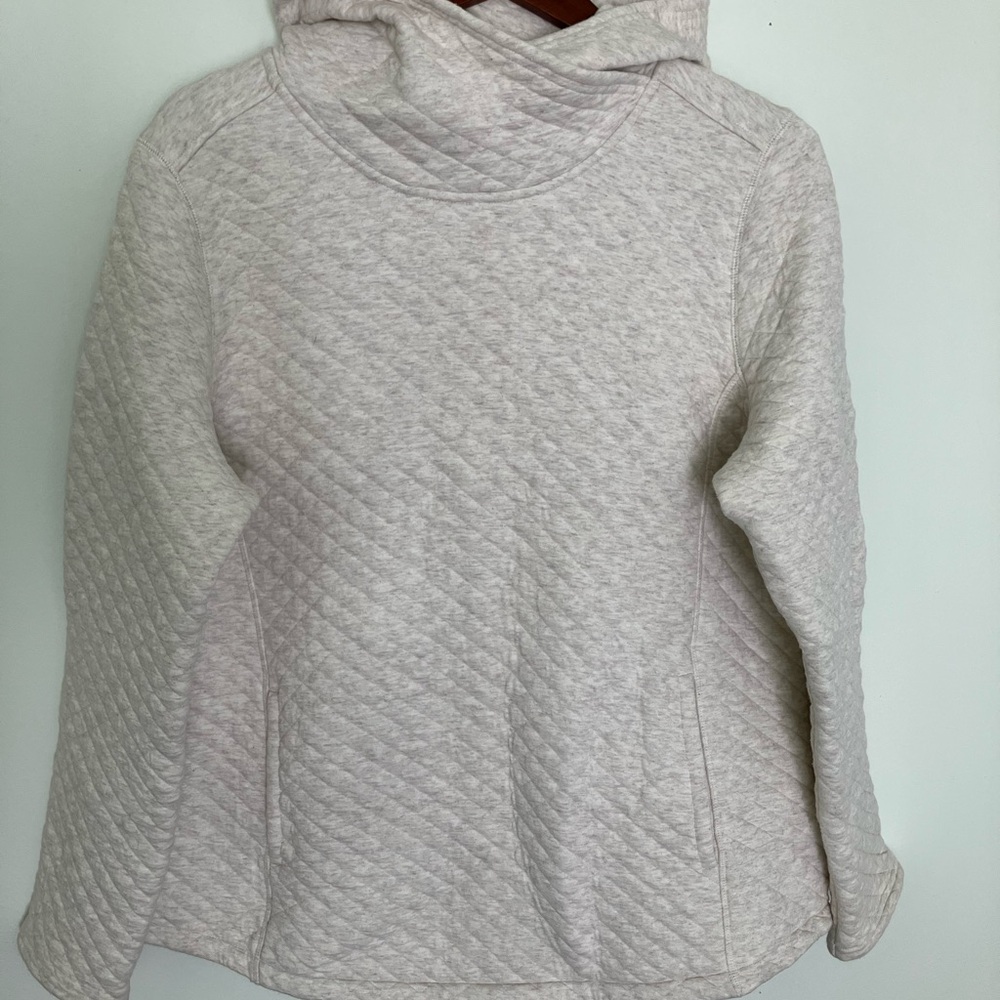 Duluth Trading Co Cream Quilted Women's Hooded Sweater